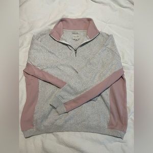 American eagle pink and gray half zip
